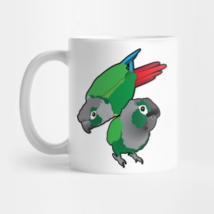 Green Cheek Conure Pair of Parrots Mug